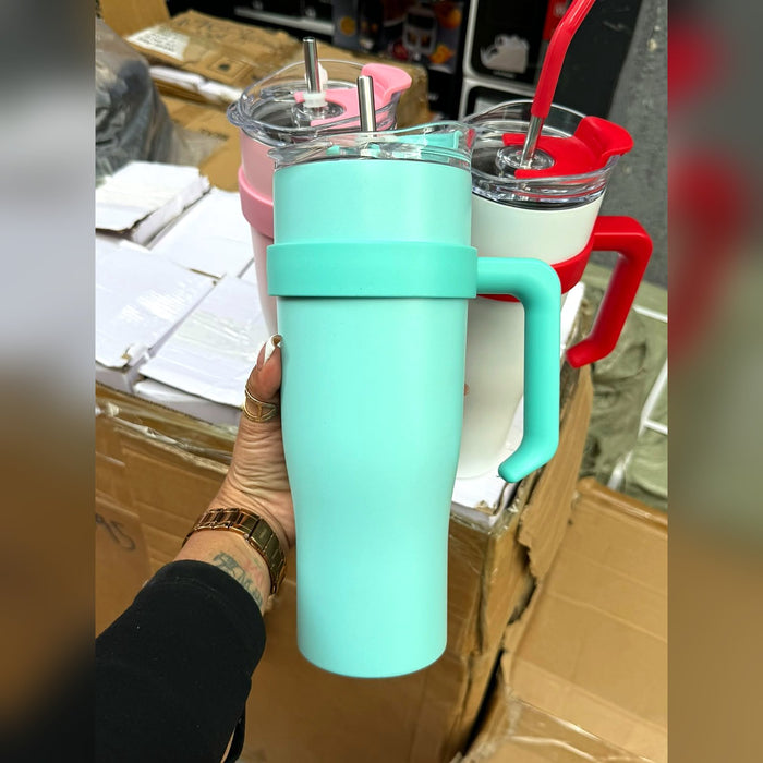 Vaso Térmico con Asa y Pitillo de Acero