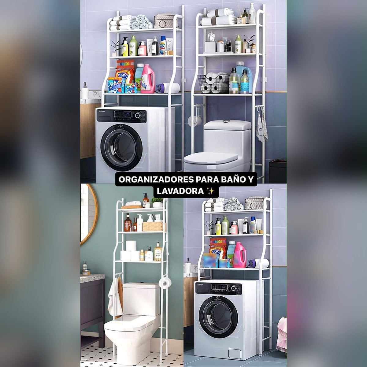 Organizador para Baño y Lavadora de Piso a Techo