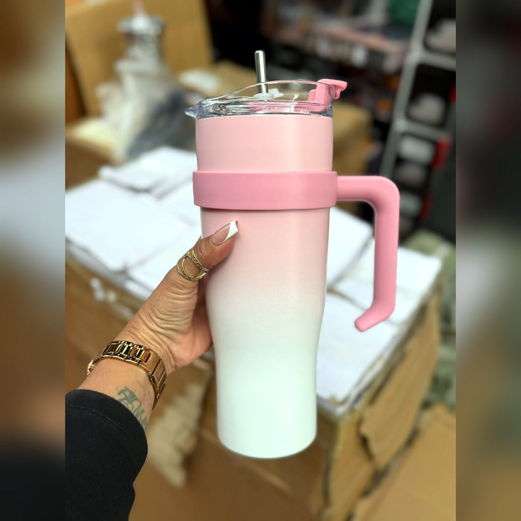 Vaso Térmico con Asa y Pitillo de Acero